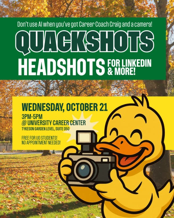 Quackshots: Free Semi-Pro Headshots at Willie and Donald Tykeson Hall